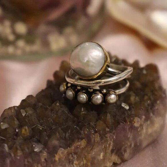 Silver pearl bead ring - Picture 6 of 6